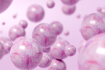 Abstract pink marble bubble gum balls background