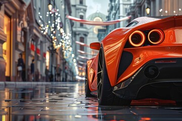 luxury sports car parked on vibrant city street highend automotive lifestyle 3d illustration