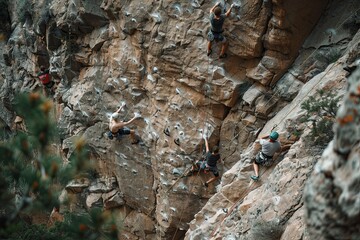 Scaling New Heights: Rock Climbers Taking on a Steep Challenge
