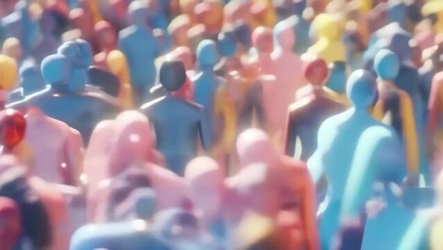 rush hour silhouettes of people running at sunset in big city street abstract time lapse animation - 4K stock Video footage AI