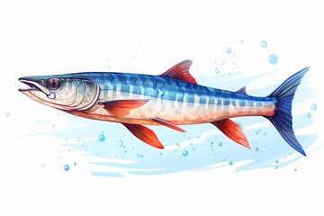 Sparse barracuda school flat design front view speedy predators theme water color Tetradic color scheme