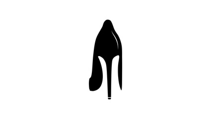 High heel shoes emblem, back view, black isolated silhouette