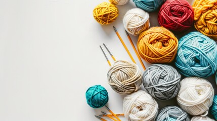 Colorful Yarn Balls and Knitting Tools – Perfect for Handmade Crafts and DIY Projects