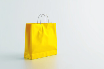 yellow paper bag, Illuminate your brand's presence with a captivating mockup featuring a vibrant yellow paper shopping bag, impeccably isolated against a pristine white background