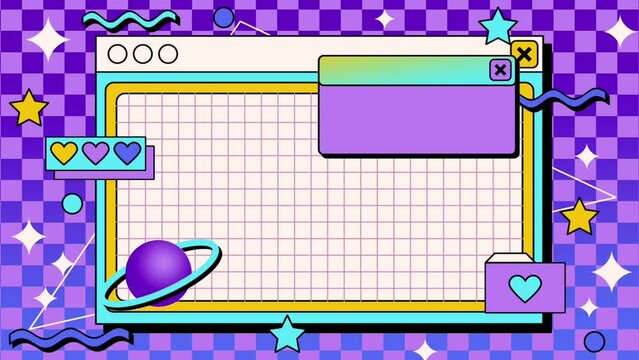 Vintage vaporwave background animation. Y2k retro futuristic Looping video animation