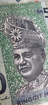Close-up of RM50 Malaysian banknote