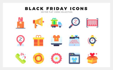 15 Black Friday Flat icon pack. vector illustration.