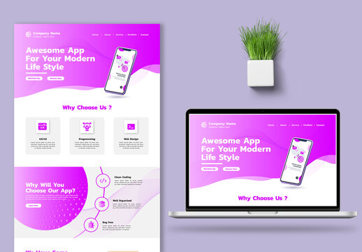 Mobile App Landing Page UX UI Layout