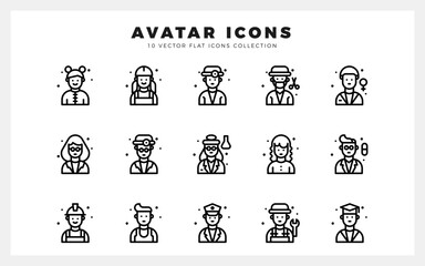 Fototapeta premium 15 Avatar Lineal icon pack. vector illustration.