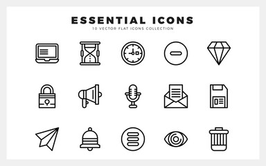 15 Essential Lineal icon pack. vector illustration.