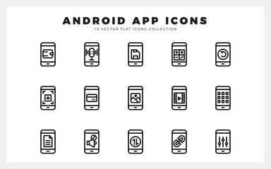 15 Android App Lineal icon pack. vector illustration.