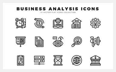 15 Business Analysis Lineal icon pack. vector illustration.
