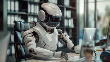 artificial intelligence robot doing office work