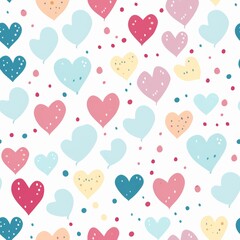 High quality pastel valentine hearts seamless pattern on white background for cards and gifts