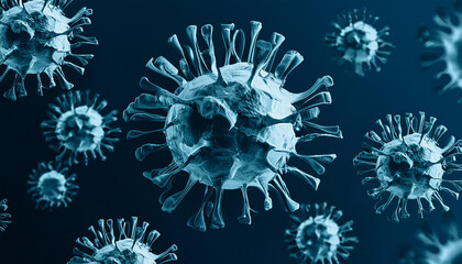 Abstract microscopic virus or bacteria. Microbiology and biology. 3D render. Scientific background
