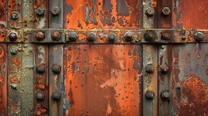 Worn-Out Industrial Texture A close-up of a worn-out industrial surface with rusted metal panels corroded bolts and gritty textures showcasing the rugged beauty and raw authenticity of urban decay.