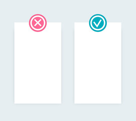 Positive and negative comparison, pros and cons list, vector design infographic