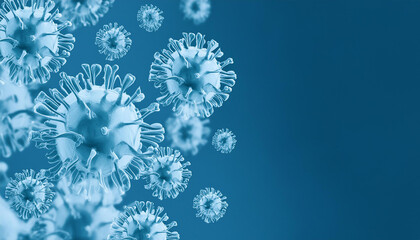 Naklejka premium Abstract microscopic virus or bacteria. Microbiology and biology. 3D render. Scientific background