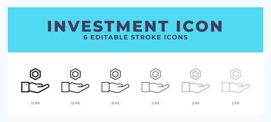 Investment icon vector for web. And mobile app. Editable stroke outline icon.