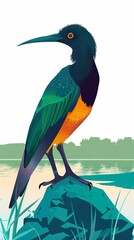 Obraz premium Coastal bird watching, rare species in their natural habitat, serene observation