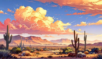 sunset in the desert