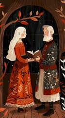 Elderly gray-haired couple renewing their vows in a quaint chapel, a lifetime of love celebrated