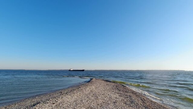 The ship enters the Dnieper-Buzhsky Estuary past the Kinburn Spit, Ukraine
