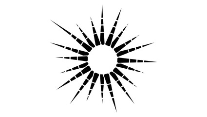 Obraz premium Rays drawn emblem, black isolated silhouette