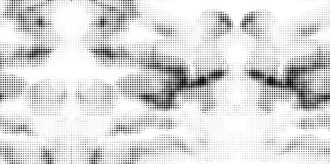 Seamless dotted halftone pattern of fluffy shapeless lumps with elements of mirror symmetry. Simulation of vibration, movement, overlay. Vector.