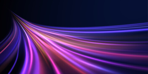 Glowing swirl bokeh effect. speed neon line. Vector swirl trail effect. Speed connection vector background. 