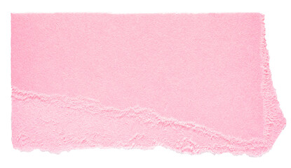 Isolated cut out torn piece of blank pink paper note cardboard with texture and copy space for text...