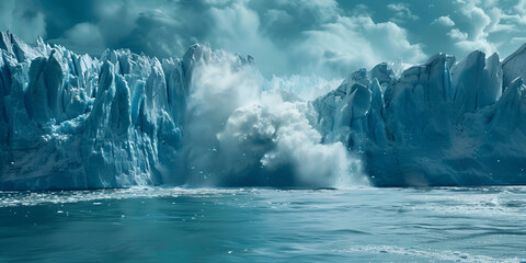 A group of icebergs floating on top of a body of water, The silent majesty of a glacier

