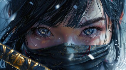 Close up of a person wearing a mask. Suitable for healthcare concepts