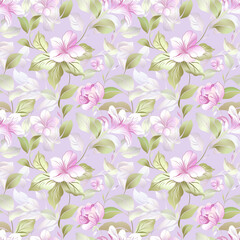 Floral purple color, form natural, seamless fabric pattern.