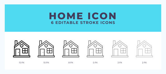 Home icon symbol. Outline. Lineal icon with editable stroke.