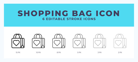 Shopping bag line icon for websites and apps. Vector illustration with editable stroke.
