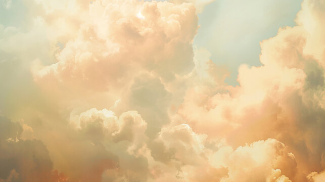 Background of Renaissance cloud sky painting Tranquility: Apricot, Yellow & Gold Clouds - Art