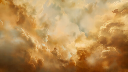 Background of Renaissance cloud sky painting Tranquility: Apricot, Yellow & Gold Clouds - Art