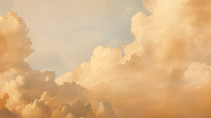 Background of Renaissance cloud sky painting Tranquility: Apricot, Yellow & Gold Clouds - Art
