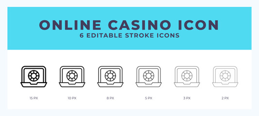 Online casino line icon for websites and apps. Vector illustration with editable stroke.
