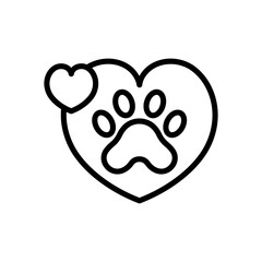 Pet love line icon. Charity icon. Donation icon isolated on white background. Transparent background, minimalist symbol. Vector images