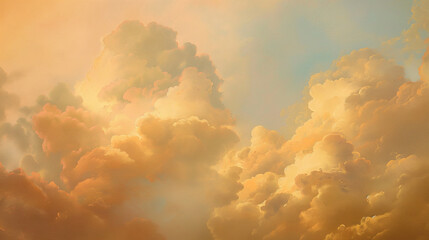 Background of Renaissance cloud sky painting Tranquility: Apricot, Yellow & Gold Clouds - Art