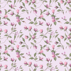 Fototapeta premium Floral purple color, form natural, seamless fabric pattern.