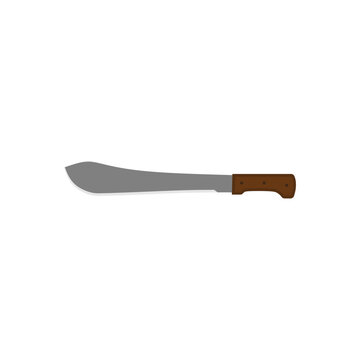bolo machete flat design vector illustration isolated on white background. Military hunting knives, Combat weapon blades. Trapper sword and hunter knife blades. Protection concept. Warrior blades