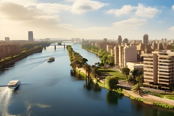  modern cairo downtown aerial view over the nile egypt 