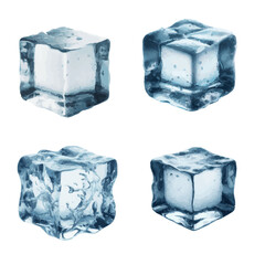 Icecube set  watercolor vector isolated on transparent background