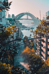 Aerial view of Sydney Harbour Bridge, perfect for travel websites