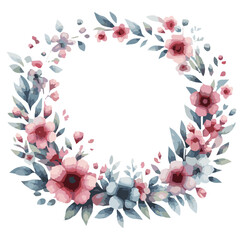 Beautiful flower frame watercolor vector isolated on transparent background