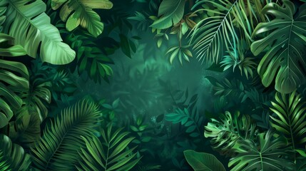 Nature leaves, green tropical forest, backgound illustration concept 