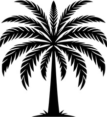 Coconut palm tree vector silhouette simple style
